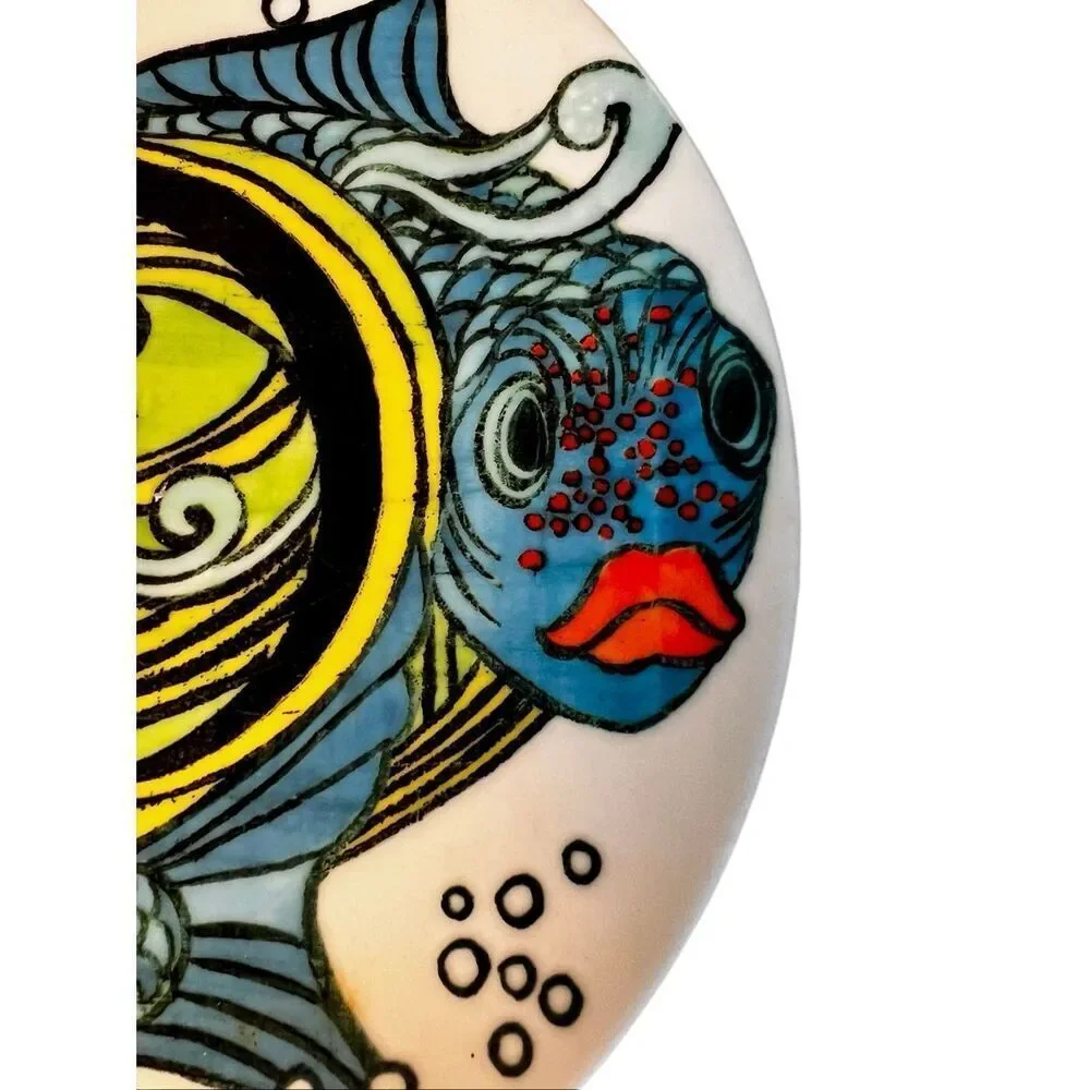 Anthropologie Blue Green Koi Fish Lunch Salad Plate